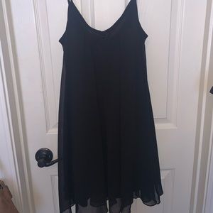 Black sheer flowy mini dress from express